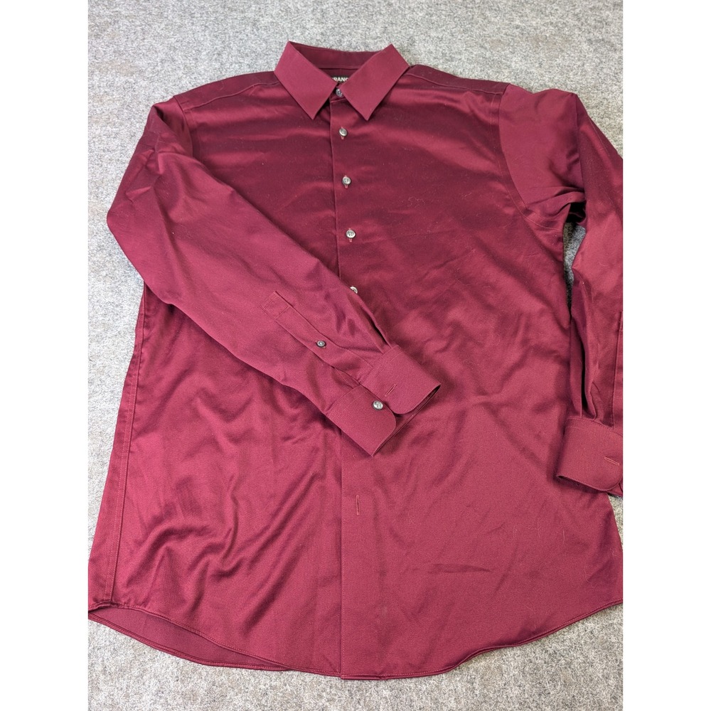 Murano Mens Burgundy Stretch Dress Shirt Long Sleeve Button Down 15.5 33